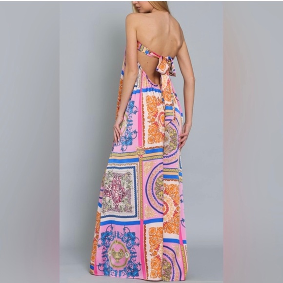 Multicolor Tube Tie Back Chest Elastic Waisted Jumpsuit - Picture 8 of 10